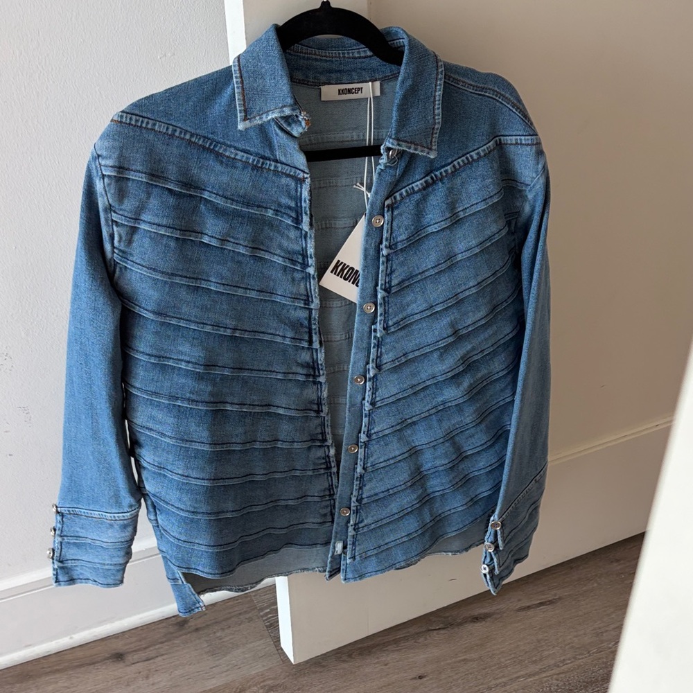 Blue Denim Button-Up Shirt Jacket